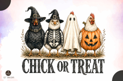 Retro Chicken Halloween PNG, Chick Or Treat Png Product Image 1