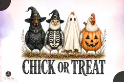 Retro Chicken Halloween PNG, Chick Or Treat Png Product Image 1