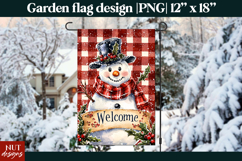 Christmas garden flag, Snowman Welcome Garden Flag design Product Image 1