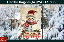 Christmas garden flag Plaid Snowman Welcome Flag sublimation Product Image 1