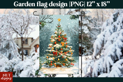 Christmas garden flag Retro Christmas Tree Flag sublimation Product Image 1