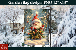Christmas garden flag, Santa Gnome Tree Garden Flag design Product Image 1