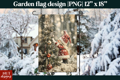 Christmas garden flag, Santa Gnome Tree Garden Flag design Product Image 1