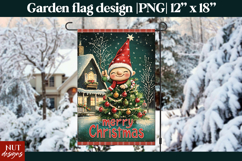 Christmas garden flag, Santa Gnome Tree Garden Flag design Product Image 1