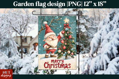 Christmas garden flag, Santa Gnome Tree Garden Flag design Product Image 1