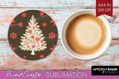 Retro Christmas Round Coaster - Vintage Aesthetic Coaster Product Image 1