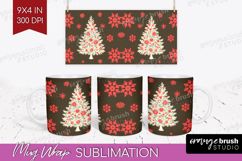 Retro Christmas Mug Wrap - Vintage Aesthetic Mug PNG Product Image 1
