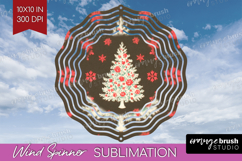 Retro Christmas Wind Spinner Sublimation PNG - Vintage Round Product Image 1