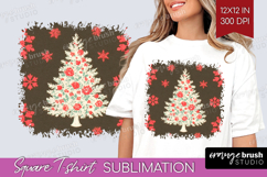 Retro Christmas Square Tshirt Background - Vintage Aesthetic Product Image 1