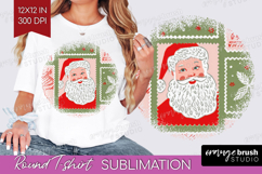 Retro Christmas Round Tshirt Background - Vintage Aesthetic Product Image 1