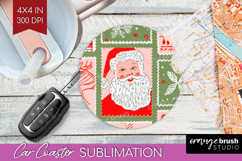 Retro Christmas Car Coaster - Vintage Aesthetic Coaster PNG Product Image 1