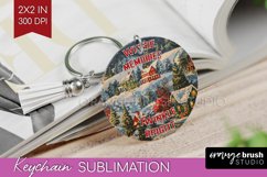 Retro Christmas Keychain PNG - Xmas Keychain Sublimation Product Image 1