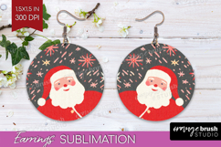 Retro Christmas Round Earrings - Vintage Aesthetic PNG Product Image 1