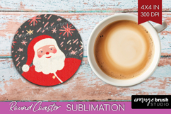 Retro Christmas Round Coaster - Vintage Aesthetic Coaster Product Image 1