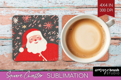 Retro Christmas Square Coaster - Vintage Aesthetic Coaster Product Image 1