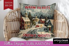 Retro Christmas Pillow Sublimation - Xmas Pillow Cover PNG Product Image 1