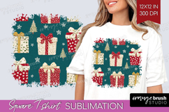 Retro Christmas Square Tshirt Background - Vintage Aesthetic Product Image 1