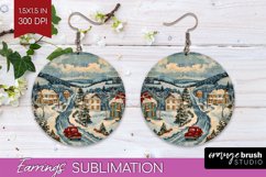 Retro Christmas Round Earrings - Xmas Holiday Sublimation Product Image 1