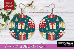 Retro Christmas Round Earrings - Vintage Aesthetic PNG Product Image 1