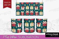 Retro Christmas Mug Wrap - Vintage Aesthetic Mug PNG Product Image 1