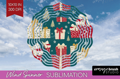 Retro Christmas Wind Spinner Sublimation PNG - Vintage Round Product Image 1