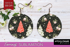 Retro Christmas Round Earrings - Vintage Aesthetic PNG Product Image 1