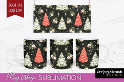 Retro Christmas Mug Wrap - Vintage Aesthetic Mug PNG Product Image 1
