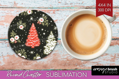 Retro Christmas Round Coaster - Vintage Aesthetic Coaster Product Image 1
