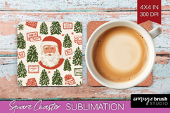 Retro Christmas Square Coaster - Vintage Aesthetic Coaster Product Image 1