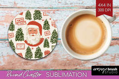 Retro Christmas Round Coaster - Vintage Aesthetic Coaster Product Image 1