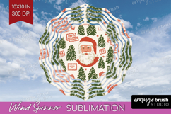 Retro Christmas Wind Spinner Sublimation PNG - Vintage Round Product Image 1