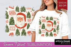 Retro Christmas Square Tshirt Background - Vintage Aesthetic Product Image 1