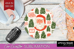 Retro Christmas Car Coaster - Vintage Aesthetic Coaster PNG Product Image 1