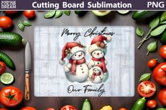 Snowman Family Cutting Board | Christmas Kitchen Board Product Image 1