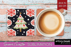 Retro Christmas Square Coaster - Vintage Aesthetic Coaster Product Image 1