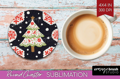 Retro Christmas Round Coaster - Vintage Aesthetic Coaster Product Image 1