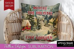 Retro Christmas Pillow Sublimation - Xmas Pillow Cover PNG Product Image 1