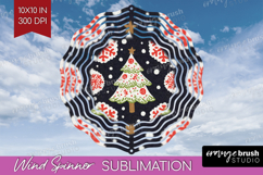 Retro Christmas Wind Spinner Sublimation PNG - Vintage Round Product Image 1