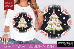 Retro Christmas Round Tshirt Background - Vintage Aesthetic Product Image 1