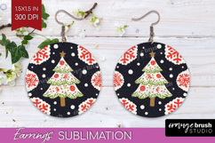 Retro Christmas Round Earrings - Vintage Aesthetic PNG Product Image 1