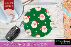 Retro Christmas Car Coaster - Vintage Aesthetic Coaster PNG Product Image 1