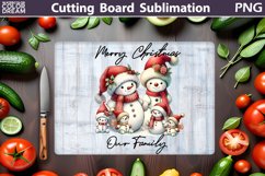 Snowman Family Cutting Board | Christmas Kitchen Board Product Image 1