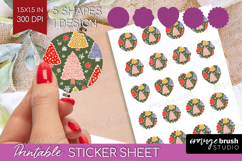 Retro Christmas Round Sticker - Vintage Aesthetic Printable Product Image 1