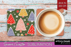 Retro Christmas Square Coaster - Vintage Aesthetic Coaster Product Image 1