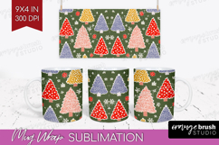 Retro Christmas Mug Wrap - Vintage Aesthetic Mug PNG Product Image 1