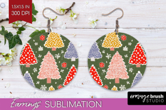 Retro Christmas Round Earrings - Vintage Aesthetic PNG Product Image 1