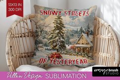 Retro Christmas Pillow Sublimation - Xmas Pillow Cover PNG Product Image 1