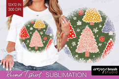 Retro Christmas Round Tshirt Background - Vintage Aesthetic Product Image 1