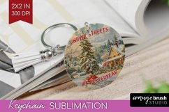 Retro Christmas Keychain PNG - Xmas Keychain Sublimation Product Image 1