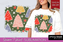 Retro Christmas Square Tshirt Background - Vintage Aesthetic Product Image 1